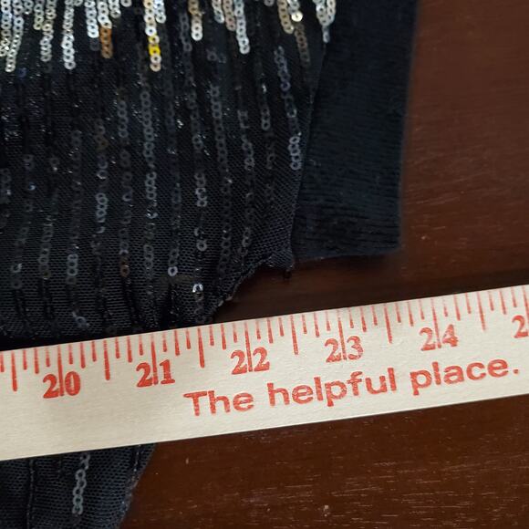 INC International Concepts Sheer Sequin Sparkle Deep V-Neck Tunic Top Size L - Picture 7 of 8